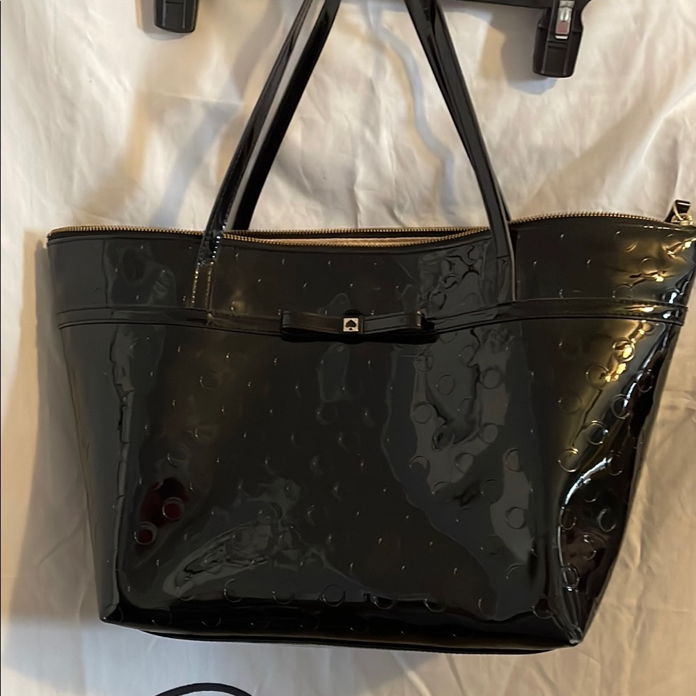 Elegant Black Patent Leather Tote Bag by Kate Spade